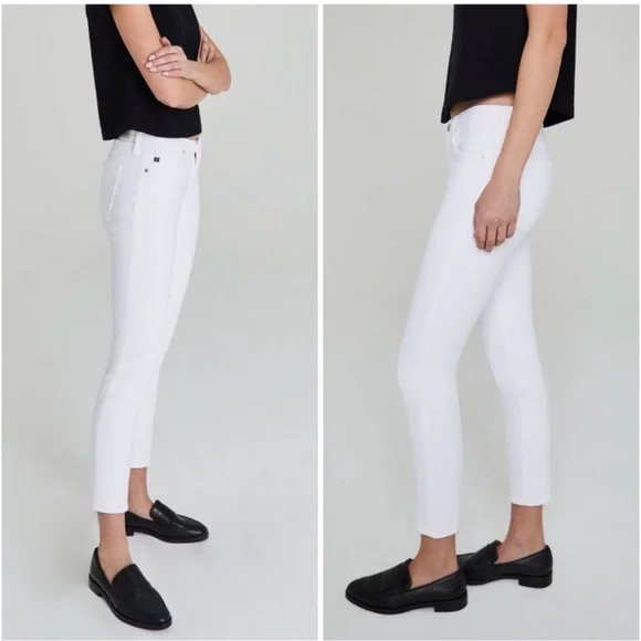 New! AG Adriano Goldschmied Prima Ankle Cigarette Leg Jeans in White - Size 31 - Picture 3 of 10